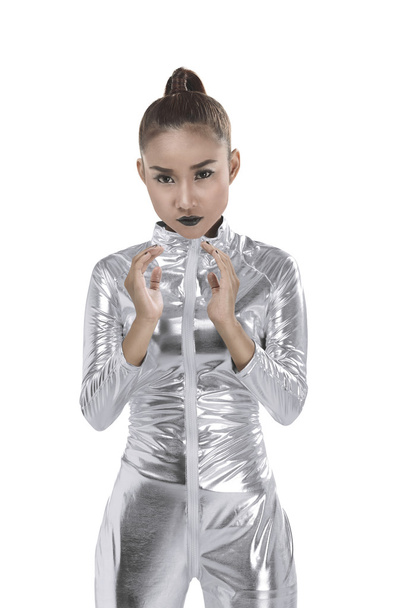 Asian woman wearing latex suit - Photo, Image