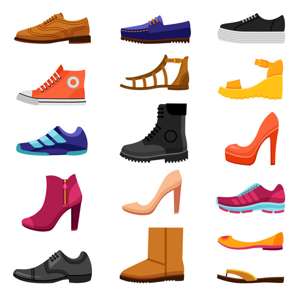 Schuhe farbige Symbole gesetzt - Vektor, Bild