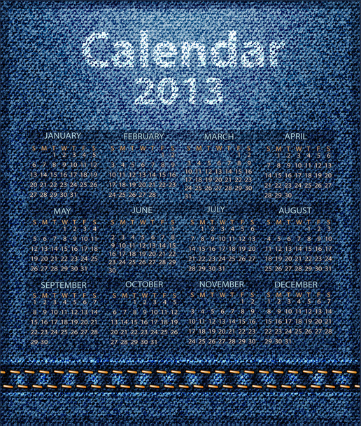 Calendar jeans 2013 - Vector, Image