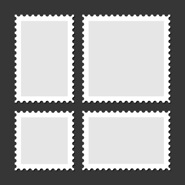 Blank Postage Stamps Set on Dark Background. Vector - Vetor, Imagem