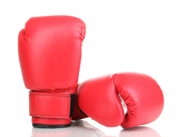 Red boxing gloves isolated on white - Photo, image