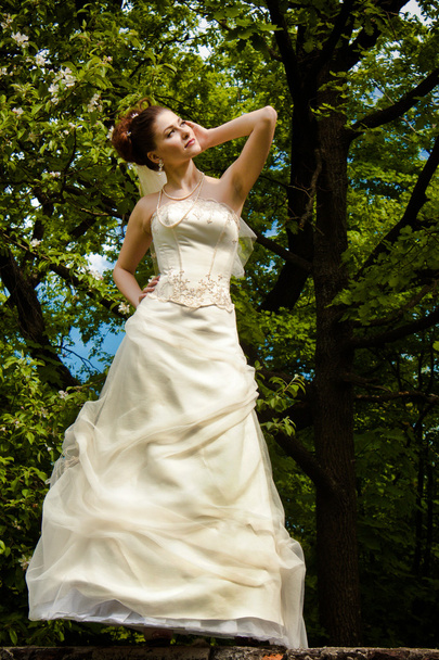 Beautiful bride with green foliage - Foto, Imagen
