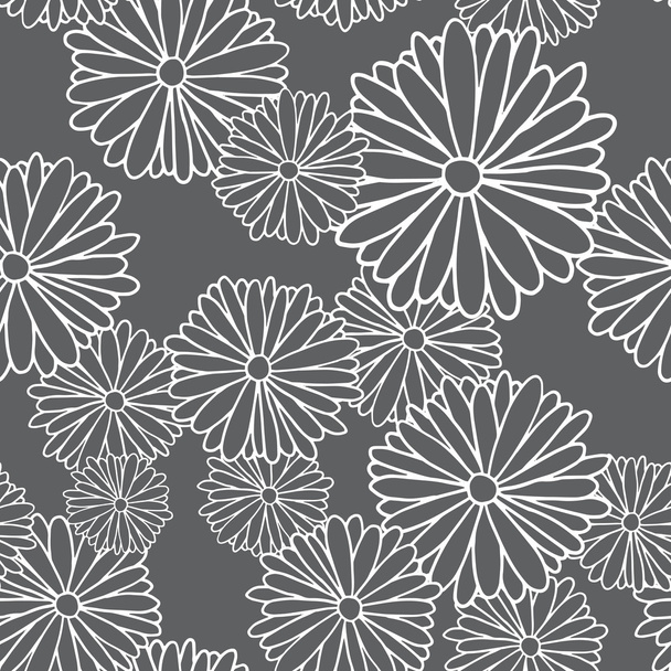 Daisies on a black background, seamless pattern - Vektori, kuva