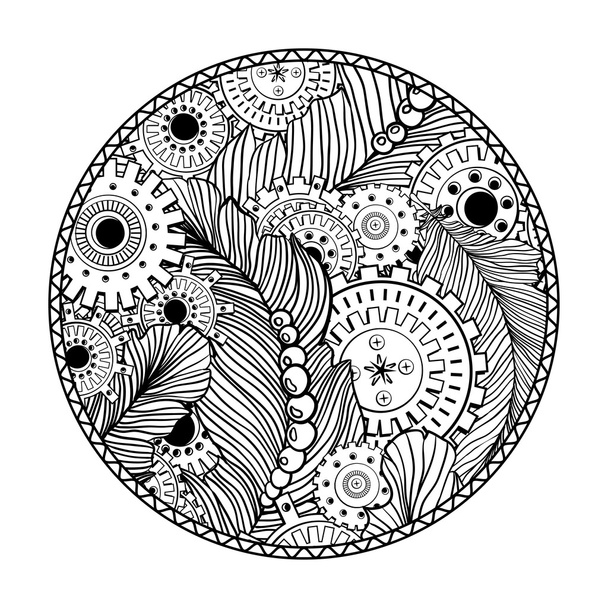 Round coloring book page  - Vector, Image