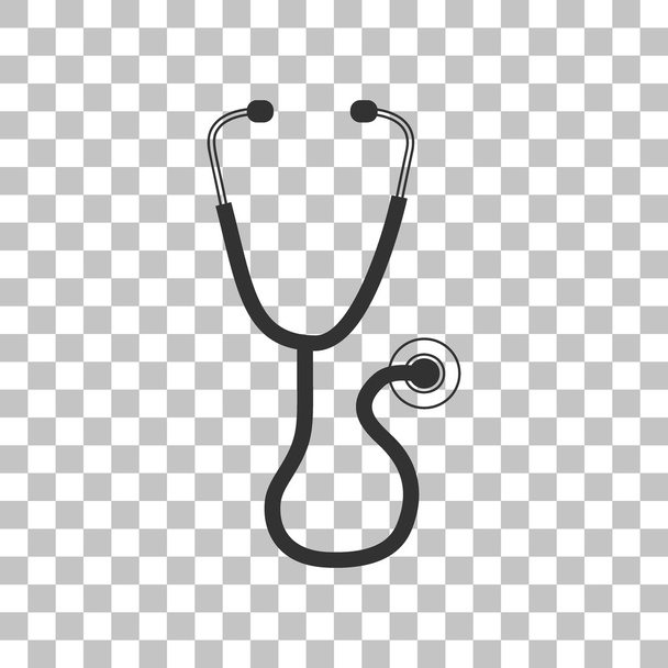 Stethoscope sign illustration. Dark gray icon on transparent background. - Vector, Image