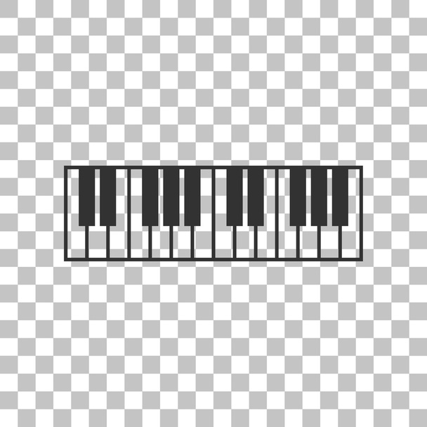 Piano toetsenbord teken. Donker grijs pictogram op transparante achtergrond. - Vector, afbeelding