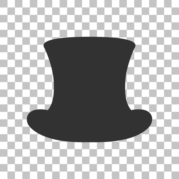 Top hat sign. Dark gray icon on transparent background. - Vector, Image