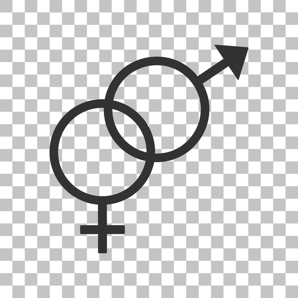 Seks-symbool-teken. Donker grijs pictogram op transparante achtergrond. - Vector, afbeelding