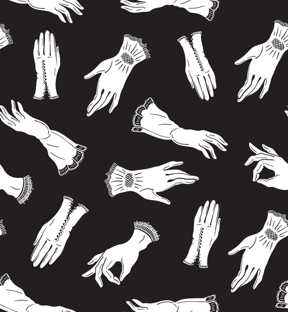 Pattern with white elegant gloves - Vetor, Imagem