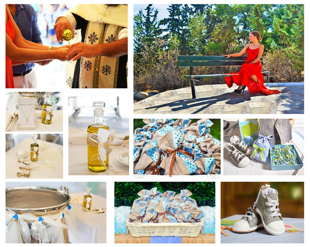 Orthodox christening collage - baptism photography collection - Photo, Image