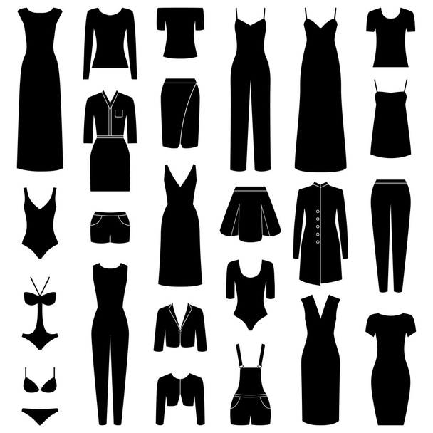 Nő ruhák ikonok, vektor illusztráció - Vektor, kép