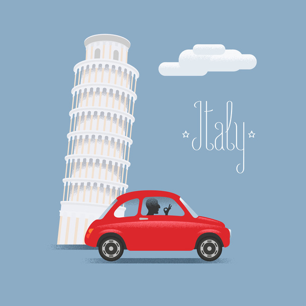 Travel to Italy vector illustration. Design element with Italian Pisa - Vektor, obrázek