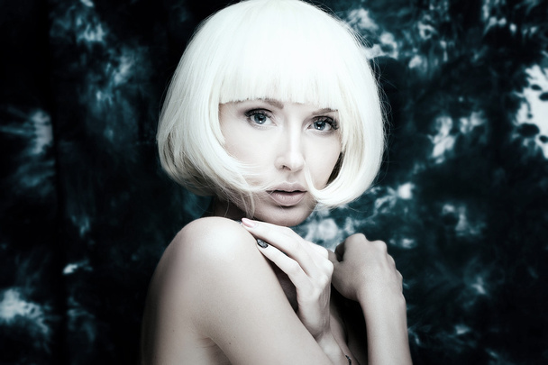 Closeup beauty portrait of blonde lady. - Photo, Image