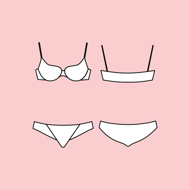  Underwear. lingerie set of panties and bra drawn vector. - Vektor, kép