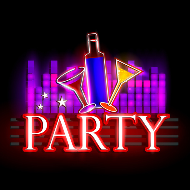 Neon Light signboard for Party - Vector, Image