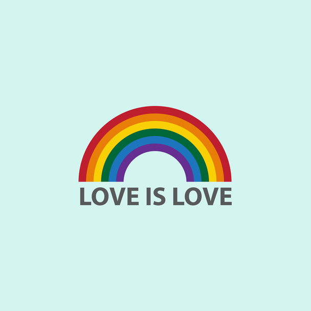 Rainbow icon with word love is love,LGBT support symbol - Вектор, зображення