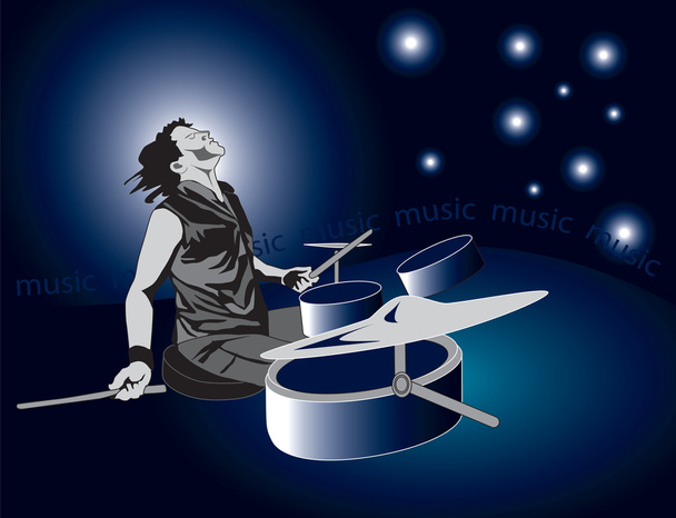 Drummer on a blue background - Photo, Image