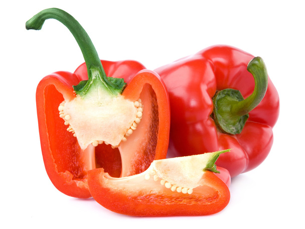 Red Pepper with a slice cut - Фото, изображение