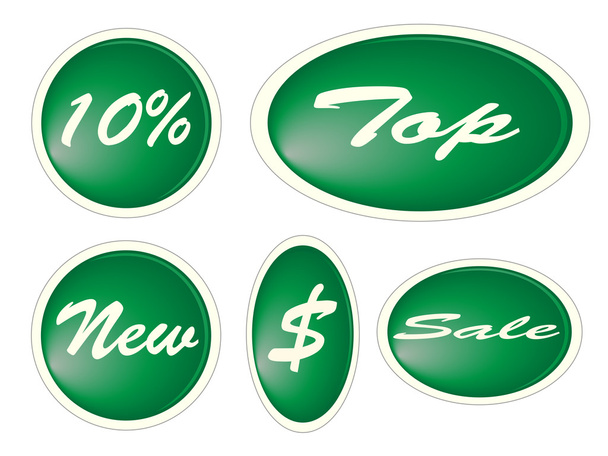 Set of green circle labels - Διάνυσμα, εικόνα