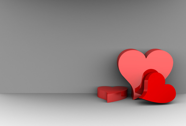Valentine's hearts on a silvery background - Φωτογραφία, εικόνα