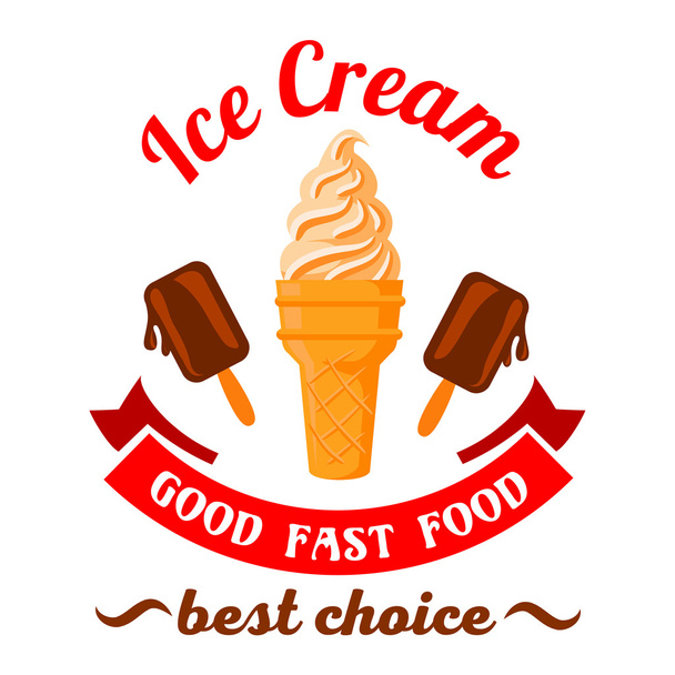 Fast food desserts cartoon symbol with ice cream - Vector, Image