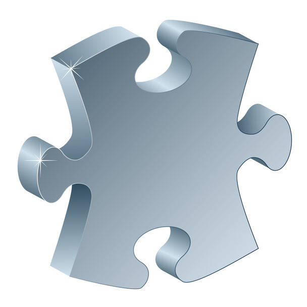 3d metallic puzzle piece - Вектор,изображение