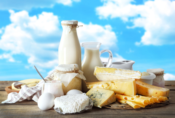 Dairy products on table - 写真・画像