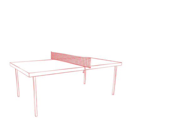 白で隔離赤いチョークを drawed テーブル テニス ゲーム - 写真・画像