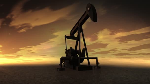 Oil industry pump. Oil donkeys producing crude oil in a desert location at sunset - Footage, Video