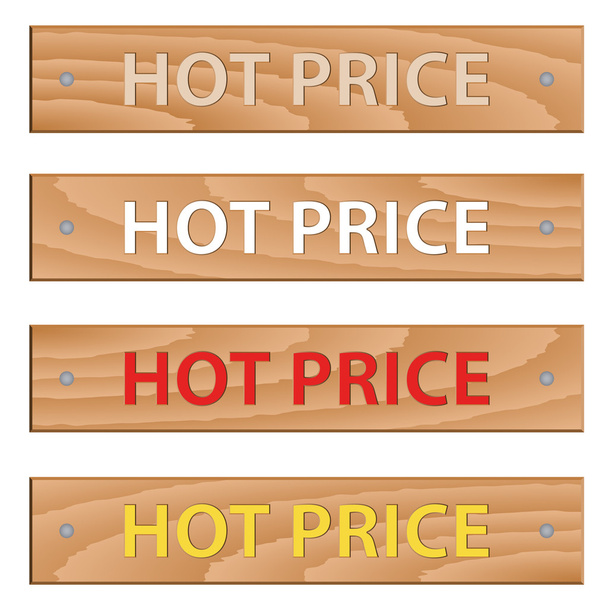 wooden hot price sign - Wektor, obraz