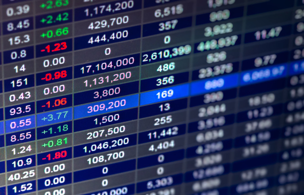 Finanční data na monitoru, akciový trh data na Led zobrazení kon - Fotografie, Obrázek