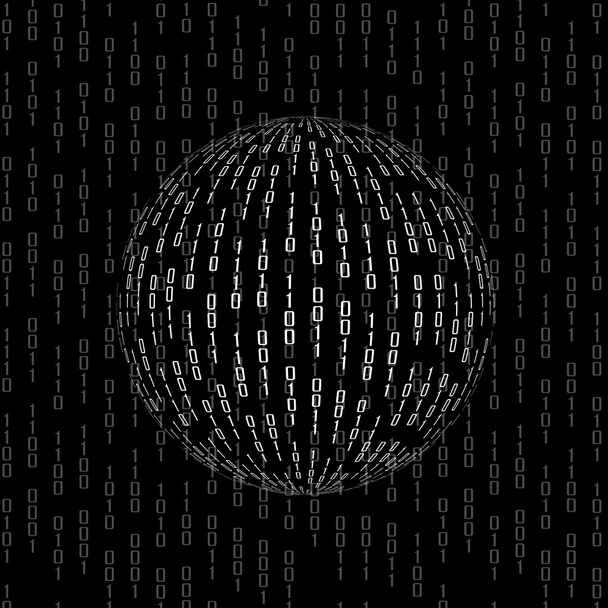 バイナリ コードのボール。抽象的な技術の背景 - ベクター画像