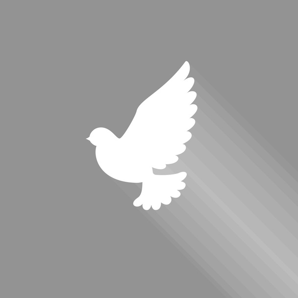 paloma voladora signo icono con sombra, espíritu santo paloma icono, suspiro de paz, sin malla, sin transparente, diseño plano
 - Vector, imagen
