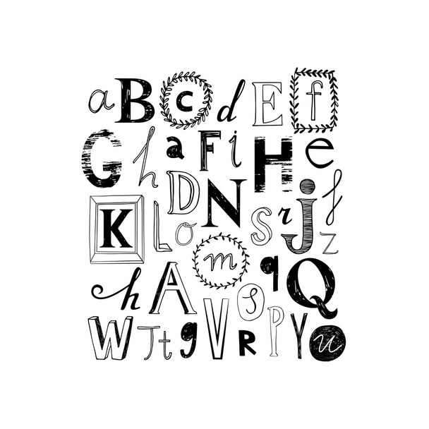 Cute alphabet design. Set of varied letters. - Vector, Image