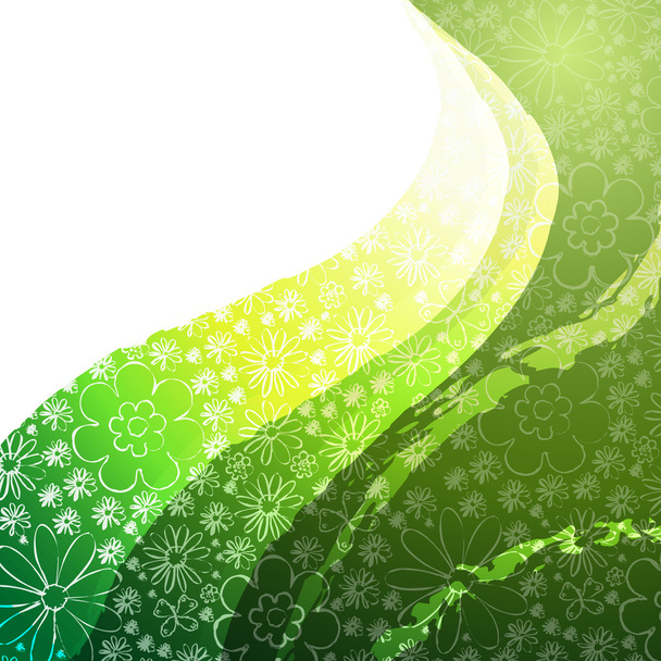 Green background with flowers - Vektori, kuva