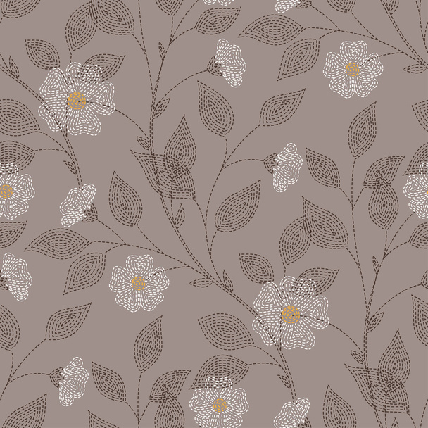 Embroidered flowers pattern - Вектор, зображення