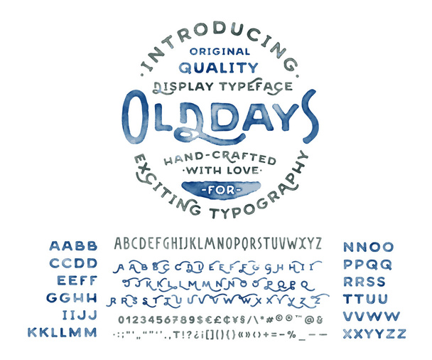 Винтажный акварельный шрифт "Старые деньки"
 - Вектор,изображение