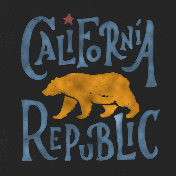 Letras à mão California Republic design
 - Vetor, Imagem