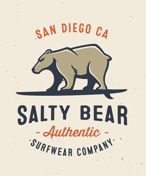 Diseño de ropa de surf oso salado
 - Vector, imagen