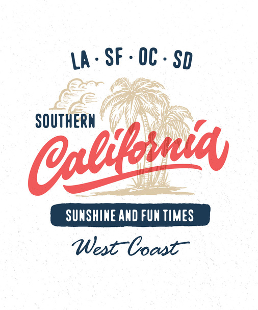 sud de la Californie vêtements t-shirt design
 - Vecteur, image