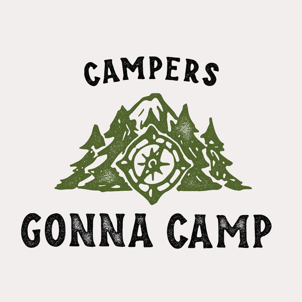 Kampeerders gaan naar Camp T shirt print - Vector, afbeelding