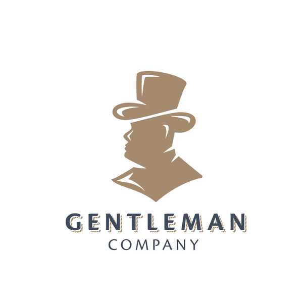 Gentleman Half Face Silhouette Symbol - Vector, Image