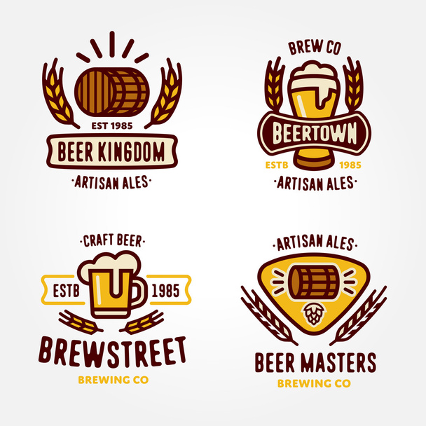 Joukko oluen logo design elementtejä
 - Vektori, kuva