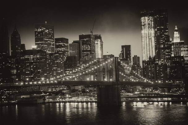 Manhattan, New York City - Black and White view of Tall Skyscrap - Photo, Image