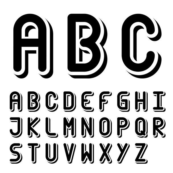 original 3d black and white font alphabet - Vector, imagen
