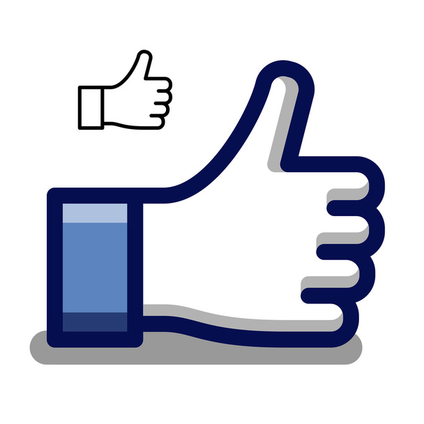 thumb up blue hand symbol - Vector, Image