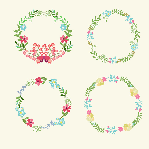Floral Frame Collection retro flowers wreath  - ベクター画像