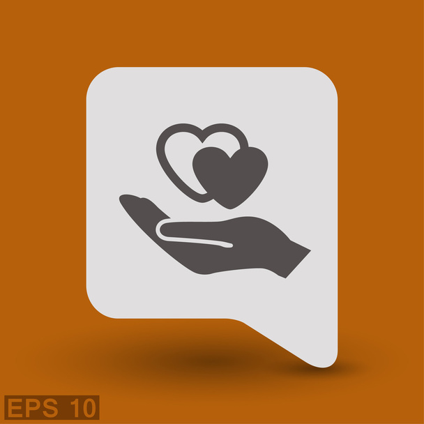 Pictograph of heart in hand concept icon - Вектор,изображение