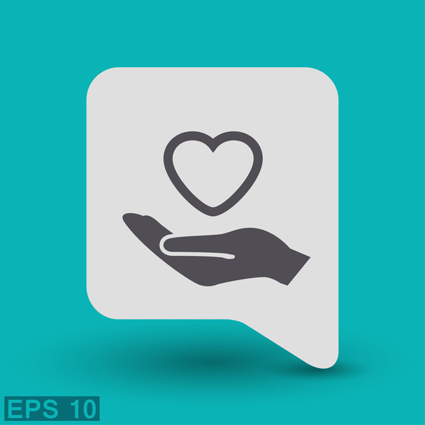 Pictograph of heart in hand concept icon - Vektor, Bild