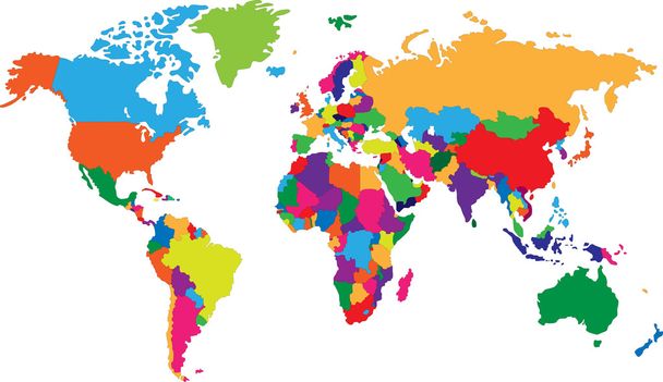 Colorful World map - Vector, Image